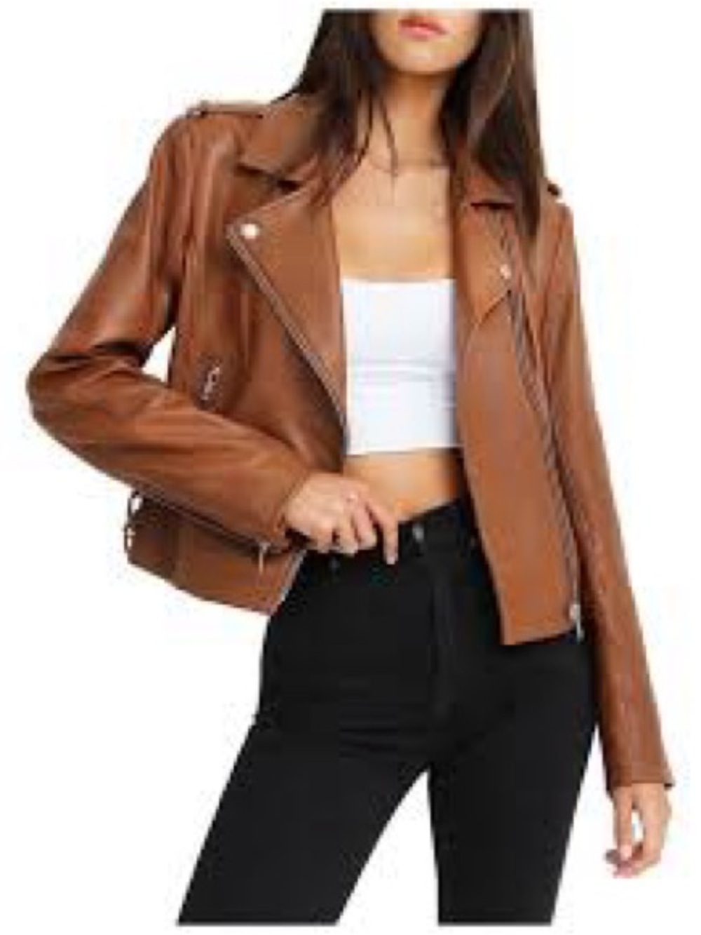 Bagatelle Cognac Brown Leather Moto Jacket